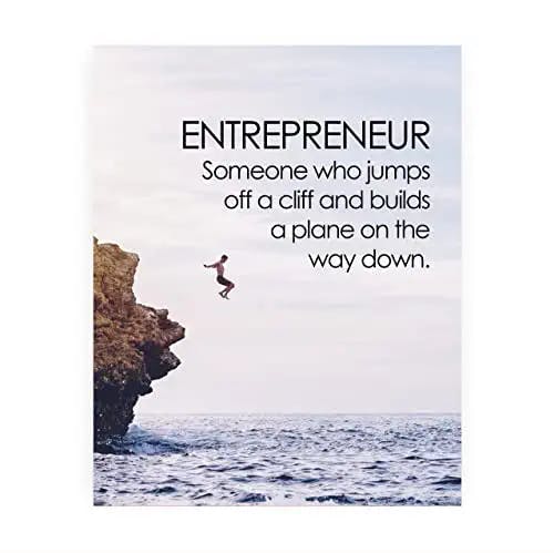 "Entrepreneur"- Motivational Wall Art Sign -8 x 10"-Inspirational Cliff Diving Photo Print -Ready to Frame. Scenic Goal Setting Decor for Home-Office-School-Dorm. Great Gift to Inspire Success!