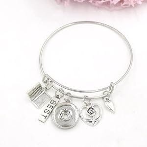 10Pcs Women Bracelets Liobonar Snap Buttons Charm Jewelry Computer Science Bracelet Bangle Gifts for Software Engineer Student