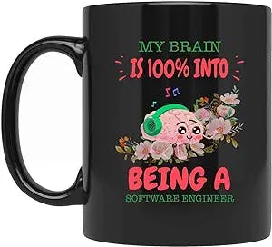 Brain 100% Into Software Engineer Gifts for Men Women Coworker Family Lover Special Gifts for Birthday Christmas Funny Cup Gifts Presents Gifts 409732