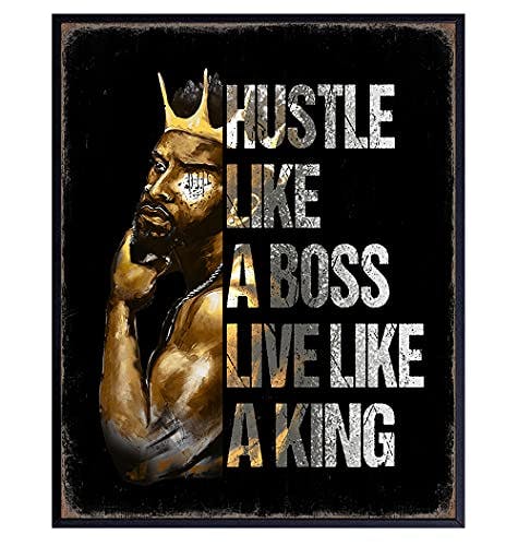 Inspirational African American Wall Art - Motivational Entrepreneur Decor - Positive Quotes Poster Prints - Success Sayings - Encouragement Gifts for Afro Black Men - Home Office - Encouraging Motto