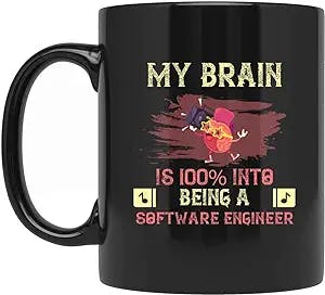 Brain 100% Into Software Engineer Gifts for Men Women Coworker Family Lover Special Gifts for Birthday Christmas Funny Cup Gifts Presents Gifts 724394