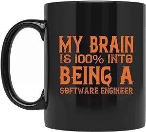 Brain 100% Into Software Engineer Gifts for Men Women Coworker Family Lover Special Gifts for Birthday Christmas Funny Cup Gifts Presents Gifts 854410