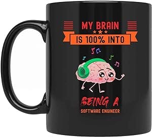 Brain 100% Into Software Engineer Gifts for Men Women Coworker Family Lover Special Gifts for Birthday Christmas Funny Cup Gifts Presents Gifts 730604