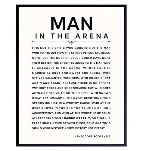 "Get Inspired with the Man in the Arena - Teddy Roosevelt Quote Poster!" 