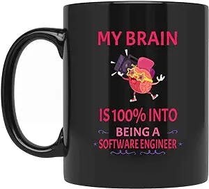 Brain 100% Into Software Engineer Gifts for Men Women Coworker Family Lover Special Gifts for Birthday Christmas Funny Cup Gifts Presents Gifts 582852