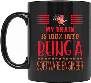 Brain 100% Into Software Engineer Gifts for Men Women Coworker Family Lover Special Gifts for Birthday Christmas Funny Cup Gifts Presents Gifts 698939