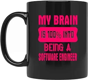 Brain 100% Into Software Engineer Gifts for Men Women Coworker Family Lover Special Gifts for Birthday Christmas Funny Cup Gifts Presents Gifts 782974