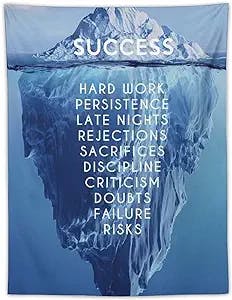 Modern Success Motivational Wall Art Motivational Entrepreneur Quote Painting Iceberg Tapestry Print Photo Art Painting Polyester Tapestry Home Decorative Bedroom Modern Decor Tapestries Gifts 30"x40"