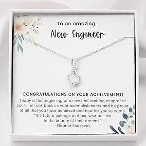 Engineer Graduation Gift, Engineer Gifts for Women, New Engineer Gift, Civil Engineer Gifts Mechanical Engineer Software Engineer Student, Graduation Gift Jewelry Necklace, Necklace With Message Card