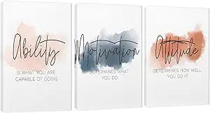 3 Piece Inspirational Canvas Wall Art, Quotes Motivational Mindset Print Pictures for Office Wall Decor, Triptych Entrepreneur Poster Framed Artwork for Women Men Home Decor Ready to Hang (36"Wx18" H)