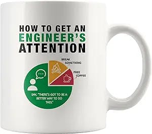 How To Get An Engineer's Attention Funny Coffee Mug For Engineering Boyfriend Husband Student Son Daughter Coworker Friend From Dad Mom Wife Girlfriend Novelty Drinkware Ceramic Tea Cup 11oz White