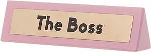 Boxer Gifts The Boss Pink Wooden Desk Sign | Female Entrepreneur & Manager Accessory | Fun Novelty Gift For Colleague