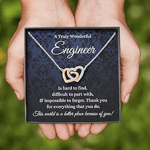 Personalized Jewelry Gift - Interlocking Hearts, Engineer Gifts For Women, Civil Engineer Gifts Mechanical Engineer Software Engineer Engineer Student Gift Engineer
