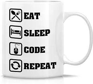 Retreez Funny Mug - Eat Sleep Code Repeat Programmer Software Engineer 11 Oz Ceramic Coffee Mugs - Funny, Sarcasm, Sarcastic, Inspirational birthday gifts for friends, coworkers, siblings, dad, mom.