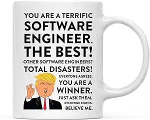 Andaz Press 11oz. Funny President Trump Coffee Mug Gag Gift, Software Engineer, 1-Pack, Includes Gift Box, Christmas Birthday Graduation Novelty Drinking Cup Gift Ideas
