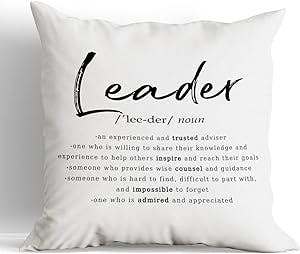 huester Leader Noun Definition Inspirational Leadership Entrepreneur Throw Pillow Cover,18"X18" Decorative Pillowcase Cushion Cover for Sofa Couch Bed,Home Bedroom Office Decor,Best Leader Gifts