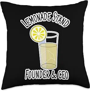 Hustle Business Start-up Entrepreneur Gifts Lemonade Stand Start-up Entrepreneur Hustle Hustler Kids GIF Throw Pillow, 18x18, Multicolor