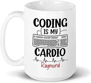 Personalized Engineer Coffee Mug, Coding Is My Cardio Engineer Mug, Funny Engineer Mug Gift For Software Engineer, Custom Name Engineer Mug, Engineering Mug, Engineer Ceramic Mugs 11oz 15oz