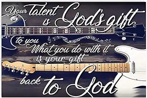 Guitar Lover, Your Talent Is God'S Gift To You What You Do With It Is Your Gift Poster No Frame Or Framed Canvas 0.75 Inch Wall Art Entrepreneur Office Wall Decor Motivational, 8x12, 12x18, 16x24 (16x24 Canvas Framed)