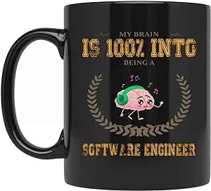 Brain 100% Into Software Engineer Gifts for Men Women Coworker Family Lover Special Gifts for Birthday Christmas Funny Cup Gifts Presents Gifts 025687