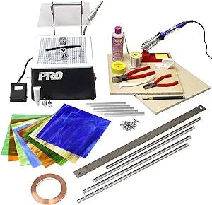 Delphi Glass Ultimate Stained Glass Start-Up | Includes Colorful Stained Glass, Glass Grinder, Tools and Supplies