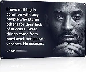 Kobe Quotes-"Great Things Come From Hard Work"- 8 x 10" -Motivational Basketball Metal Sign Print Poster. Home-Office-Locker Room-Gym Décor. Perfect Wall Art to Inspire Perseverance.
