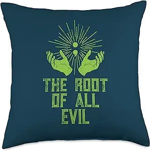 Software Engineer Programming Graphic Design Gifts Funny Programmer Computer Coding Root of All Evil Semicolon Throw Pillow, 18x18, Multicolor