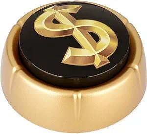 Cash Register Sound Button | Makes Extra Loud Cha-Ching Money Noise | Shiny Gold Color Bling Base | Funny Easy Dollar Sign Gift | Office Desk Item For Sales And Entrepreneurs Nut BATTERIES INCLUDED
