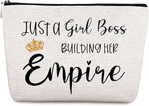WELLBANEE Boss Gifts for Lady Girls, Boss Lady Gifts, boss gifts for women, Just A Girl Boss Building Her Empire Makeup Bag - MB002
