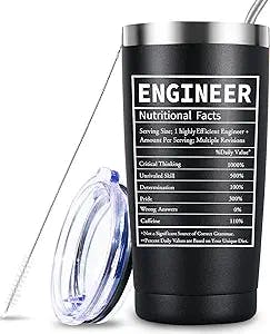 JERIO Engineer Gifts for Men,Engineer Coffee Tumbler Nutrition Facts - Funny Birthday,Graduation,Fathers Day,Christmas Gift Idea for Mechanical, Electrical, Civil, Science, Computer Programmer, Major