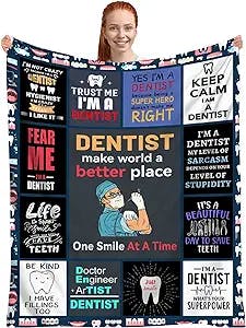 HK97 Dental Gifts Blanket, Dental Assistant Gifts, Dental Hygienist Gifts, Dental Office Decor Accessories, Physician Assistant Gifts, Funny Dentist Birthday Gifts Ideas for Women Men 60"x50"