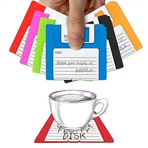Floppy Disk Coasters for Coffee Table - 6Pcs Floppy Disks Cute Coaster Table Coasters for Drinks Absorbent Table Mat - Funny Coasters for Drinks Coffee Table Coasters Cup Coasters for Table Decor