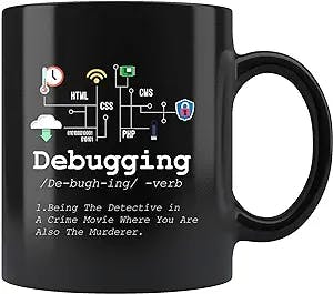 Panvola Debugging Definition Mug Funny Gift To Programmer IT Programming Coding Binary Computer Teacher Student Present 11oz Black Coffee Ceramic Mug (11 oz)
