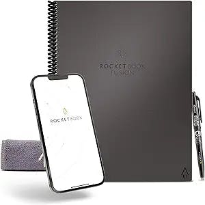 Rocketbook Smart Reusable Notebook, Fusion Letter Size Spiral Notebook & Planner, Deep Space Gray, (8.5" x 11")