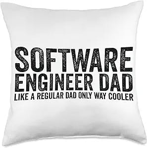 Funny Software Engineer Gift for Men & Dad Like A Regular Dad-Software Engineer Throw Pillow, 18x18, Multicolor
