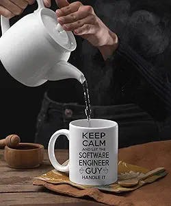 Gift For Software Engineer 11oz, 15oz White Ceramic Mug - Keep Calm & Let The Software Engineer Guy Handle It