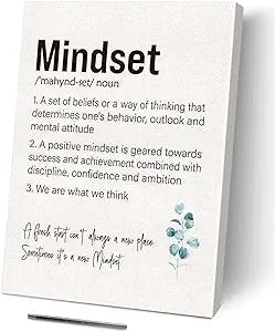 Inspirational Canvas Gifts Mindset Definition, Encouragement Positive Entrepreneur Quotes Poster for Men, We are What We Think Framed Canvas Cheer Up Gifts for Coworkers Friends Teens Office Home