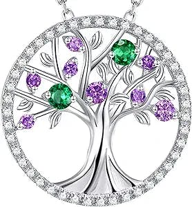 Tree of Life Necklace for Women May June Birthstones Emerald Pearl Necklace Wife Mothers Day Birthday Gifts for Mom S925 Sterling Silver