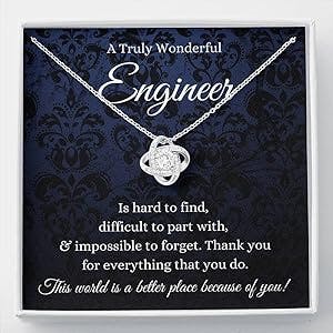 Message Card Jewelry, Handmade Necklace- Personalized Gift Love Knot, Engineer Gifts For Women, Civil Engineer Gifts Mechanical Engineer Software Engineer Engineer Student Gift Engineer Graduation