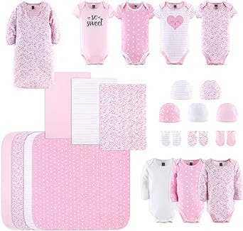 The Peanutshell Newborn Layette Gift Set for Baby Girls - 23 Piece Newborn Girl Clothes & Accessories Set - Fits Newborn to 3 Months - Floral