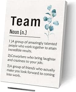 Coworker Gifts for Women Men, Team Definition Teamwork Office Gifts for Employees Colleagues Co Worker Work Bestie, Inspirational Teamwork Canvas Wall Art for Office