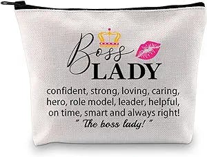 XYANFA Boss Lady Definition Makeup Bag Lady Boss Gift Coworker Gift Small Business Owner Entrepreneur New Job Boss Cosmetic Bag (The boss lady)