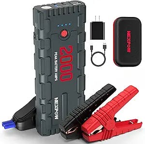 NEXPOW 2000A Peak 18000mAh Car Jump Starter with USB Quick Charge 3.0 (Up to 7.0L Gas or 6.5L Diesel Engine), 12V Portable Battery Starter, Battery Booster with Built-in LED Light