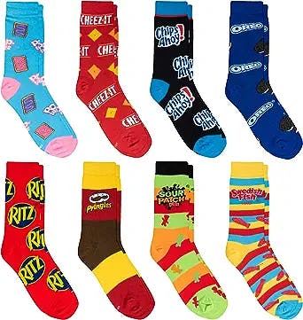 Crazy Socks, Snack & Junk Food Themes, Fun Silly Novelty Crew, Large, Fun 8 Pack