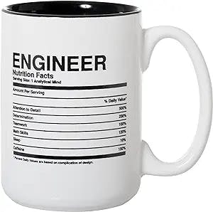 Engineer Nutritional Facts Ingredients Label Mug - Engineer Gift Mug - 15oz Deluxe Double-Sided Coffee Tea Mug