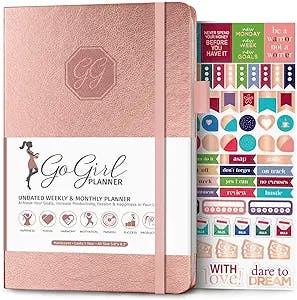 GoGirl Planner and Organizer for Women – A5 Size Weekly Planner, Goals Journal & Agenda to Improve Time Management, Productivity & Live Happier. Undated – Start Anytime, Lasts 1 Year – Rose Gold
