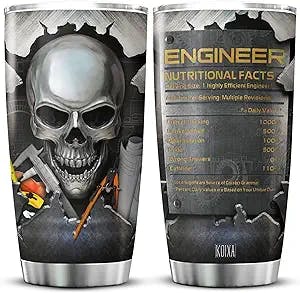 KOIXA Skull Tumbler Engineer Gifts For Men Funny Nutritional Facts Mug Skull Themed Things For Engineers Stainless Steel Insulated Cup 20 Oz Engineering Gifts For College Students