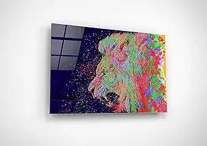 Abstract Fierce Lion Wall Art Safari Home Decor Colorful Bosses Office Decoration African Wildlife Painting Glass Canvas Print Entrepreneur Present Symbolic Boss Gift