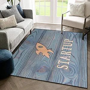 Indoor/Outdoor Area Soft Rug Rocket Start up on a Blue Wooden Floor Rugs Table Chair Mats Home Living Room Coffee Table Non-Slip Carpet Home Decoration Gifts