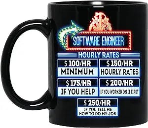 Millicent Baro Coffee Mug Software Engineer Hourly Rate Funny Mug for Men, Women Coffee Mug Gift Retro Vintage Job Worker Retro 11oz Black Mug 303537